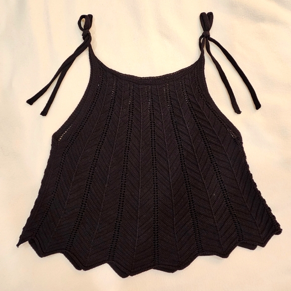 Knit Black Top with Adjustable Straps - Picture 1 of 2